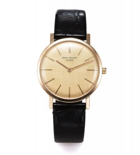 PATEK PHILIPPE REF. 3426 YELLOW GOLD.Patek Philippe, Genève, No. 794208, case No. 2631504.Ref. 3426. Sold on May 13th, 1964. Made circa 1965..Fine and rare, thin, manual winding, 18K yellow gold.wristwatch. Accompanied by the original certificate and.the 