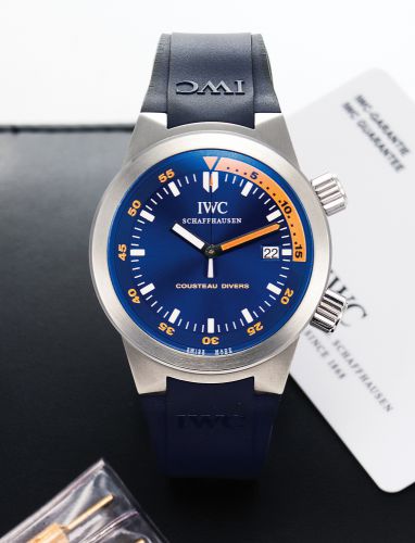 IWC REF. 3548 COUSTEAU AQUATIMER STEEL.International Watch Co., Schaffhausen, Aquatimer Automatic-.Cousteau Divers, No. 708 / 1953, case No. 3058789, Ref. 3548. Made in a limited edition of 1953 pieces in 2004 to.commemorate Cousteau's first Red Sea exped