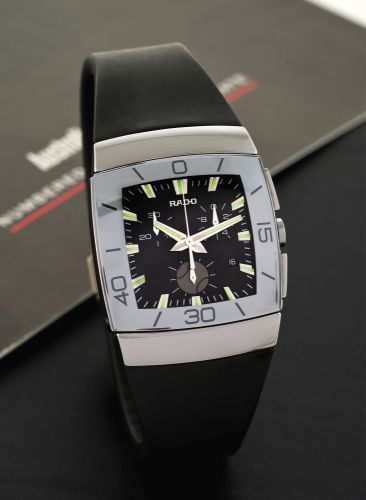 RADO QUARTZ CHRONOGRAPH - NO. 008 - SPECIAL NUMBERED EDITION.FOR THE AUSTRALIAN OPEN TENNIS CHAMPIONSHIP.Rado, Swiss, DiaStar Quartz Chronograph No. 008, Ref. 538.0600.3.001. Made in a special.numbered edition for the Australian tennis Open, sold on Janua