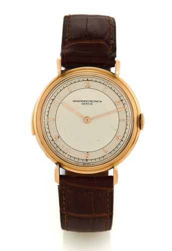 VACHERON CONSTANTIN, REF. 4261.MINUTE REPEATER - PINK GOLD TWO-TONE DIAL.Vacheron Constantin, Genève, movement No. 446002, case No. 276214.Ref. 4261. Completed in 1945..Extremely fine and important, minute-repeating, 18K pink gold wristwatch with tw