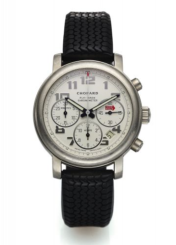 CHOPARD REF. 8902 JACKY ICKX FLY-BACK CHRONO TITANIUM.Chopard, Genève, Mille Miglia - Jacky Ickx, Fly-Back Chronometer Chronograph, Limited Edition 2, No. 313/1000, Ref. 8902. Made circa 2000.in a limited edition of 1000 pieces..Fine, self-winding, water-