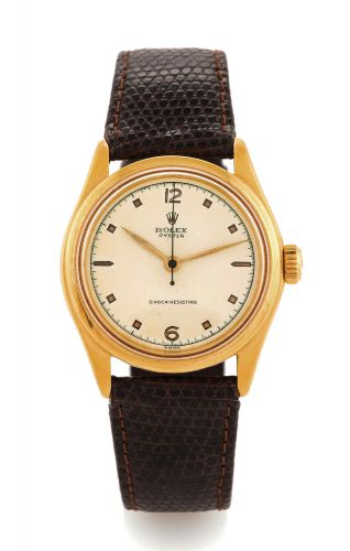 ROLEX REF 6282.Rolex, Oyster, case No. 82x062, Ref. 6282. Made in 1951..Fine and rare, center seconds, self-winding, water-.resistant, gold plated Chronometer wristwatch with a.gold-plated Rolex buckle.