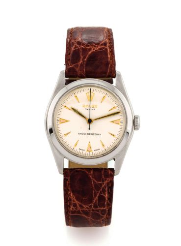 ROLEX REF 6082.Rolex Oyster Shock Resisting, case No. 811435, Ref. 6082. Made circa 1951..Fine, center seconds, water-resistant, stainless steel wristwatch