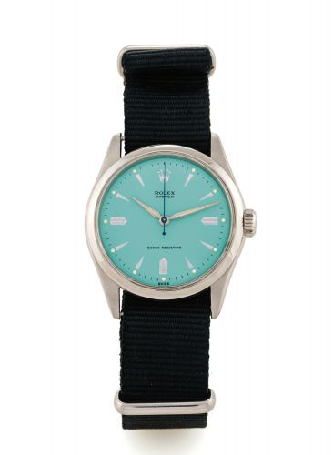 ROLEX REF. 6482 - STAYBRITE OYSTER.Rolex, Oyster, case No. 66854, Ref. 6482. Made circa 1950..Fine, stainless steel Staybrite, water-resistant center-seconds wristwatch.