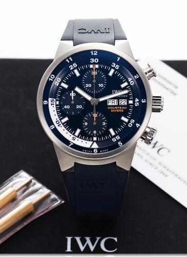 IWC REF. 3782 CHRONOGRAPH.COUSTEAU AQUATIMER STEEL.International Watch Co., Schaffhausen, Aquatimer - Chronograph.Cousteau Divers, No. 1052 / 2500, case No. 3189307, Ref. 3782. Made.in a limited edition of 2500 pieces in 2005..Fine, center seconds, self-w