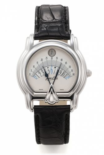 JEAN RICHARD, JUMPING HOUR.RETROGRADE SOLID GOLD.Jean Richard, Jumping hour Retrograde, case No. WG033.Made in the 2000s..Fine, carré galbé, self-winding, 18K solid gold wristwatch with jumping hour retrograde,18K solid gold Jean Richard.deployant clasp.