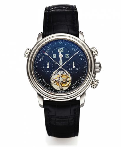BLANCPAIN REF. 2100 TOURBILLON FLYBACK SPLIT CHRONOGRAPH PLATINUM.Blancpain, Tourbillon Fly-Back Split-Seconds Chronograph, Automatic, No. 23/99, Ref. 2100..Made in a limited edition of 99 pieces in 1999 to celebrate the 10th Anniversary of the creation o