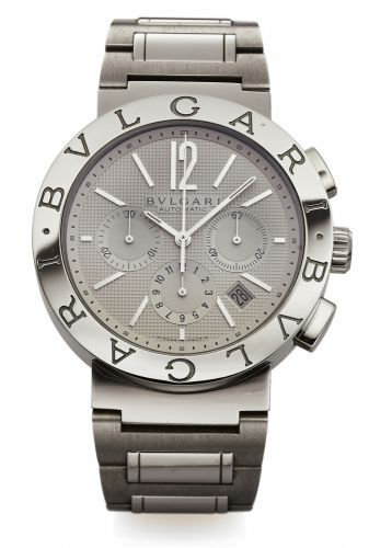 BULGARI REF. BB 42 SS CH CHRONOGRAPH STEEL.Bulgari, Swiss, No. 02747, Ref. BB 42 SSCH. Made circa 2009..Fine, large, curved, self-winding wristwatch with oval-button.chronograph, registers, date and a stainless steel Bulgari link.bracelet with double depl