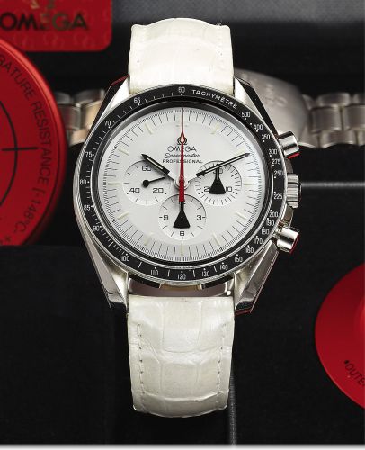 OMEGA SPEEDMASTER ALASKA PROJECT STEEL.Omega, Speedmaster Professional Moonwatch Alaska Project, No. 0421/1970, case No. 77213125, Ref. 31132423004001..Made in a limited edition of 1970 pieces in 2008, sold October 3rd, 2009..Fine, asymmetric, water-resis