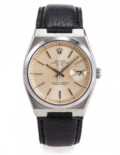 ROLEX REF. 1530 DATE STEEL.Rolex, Oyster Perpetual Date Superlative Chronometer.Officially Certified, case No. 4092596, Ref. 1530. Made.circa 1970s..Fine and rare, tonneau-shaped, center seconds, self-winding.water resistant, stainless steel wristwatch wi