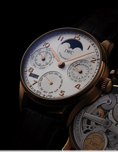 IWC REF. 5022 PORTUGUESE PERPETUAL CALENDAR YELLOW GOLD.International Watch Co. Schaffhausen, Portuguese - Perpetual Calendar II case No. 3201278.Ref. 5022. Made circa 2005..Very fine and rare, large, self-winding, water-resistant, 18K yellow gold wristwa