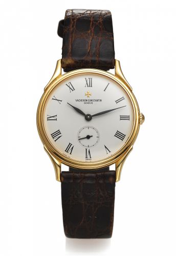 VACHERON CONSTANTIN.REF. 92239 YELLOW GOLD.Vacheron Constantin, Geneve, Les Historiques,.movement No. 767423, case No. 625392, Ref. 92239..Made circa 1992..Fine and elegant, thin, 18K yellow gold wristwatch with.an 18K yellow gold Vacheron Constantin bu