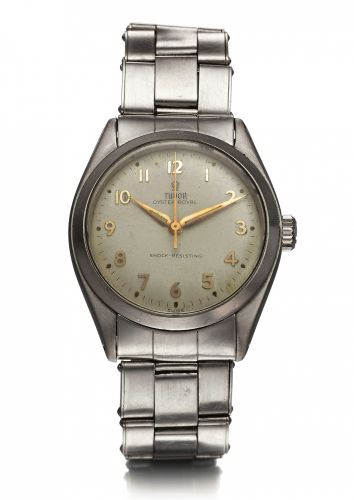 TUDOR REF. 7934 OYSTER ROYAL STEEL.Tudor, Oyster Royal, Rotor Shock-Resisting, case No..351683, Ref. 7934, case made by Rolex, Geneva. Made in.the 1961..Fine and rare, center seconds, water-resistant, stainless.steel wristwatch with a stainless steel Role