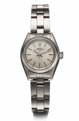 ROLEX REF. 6718 LADY'S STEEL.Rolex, Oyster Perpetual, case No. 5618344, Ref. 6718..Made in 1978..Fine, center seconds, self-winding, water-resistant.stainless steel lady's wristwatch with a stainless steel.Oyster bracelet..Dial, case and movement signed.