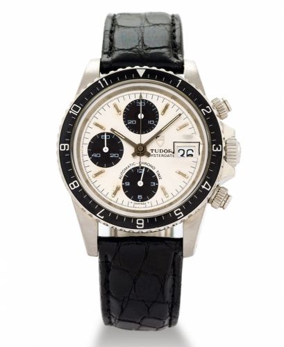 TUDOR, REF. 79170, STEEL CHRONO TIME.Tudor, Chrono Time, Oysterdate, Automatic.case No. B377325, Ref. 79170. Made in the 1980's..Fine, self-winding, water resistant, stainless steel wristwatch with round button chronograph, registers, date.and a stainless