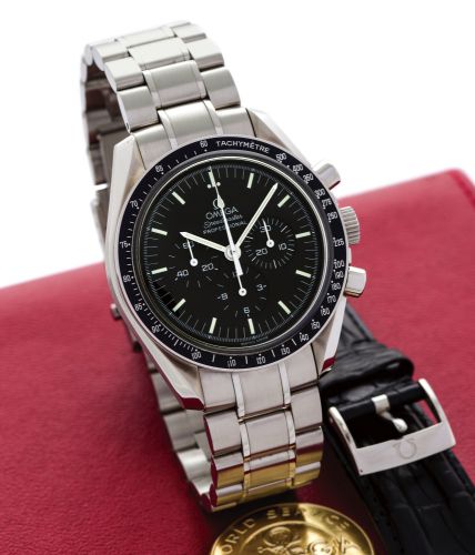 OMEGA SPEEDMASTER PROFESSIONAL - DISPLAY BACK.Omega, Speedmaster Professional, No. 48404254, Ref. 145.0808/345.0808. Made in the 2000s..Fine, water-resistant, stainless steel wristwatch with round button.chronograph, registers and tachometer and a stainle