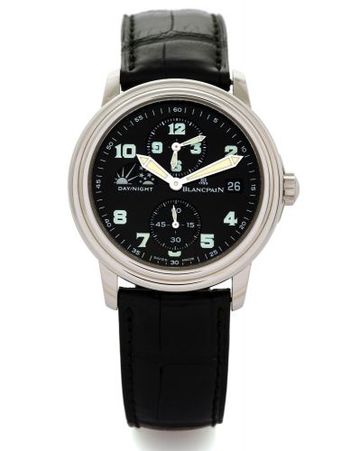 BLANCPAIN TIME ZONE DAY/NIGHT STEEL.Blancpain, 2100, Time Zone, Day/Night, No. 120. Made circa 2001..Fine, self-winding, water-resistant, two time zone, stainless steel.wristwatch with day/night indication, date and a stainless steel.Blancpain deployant c