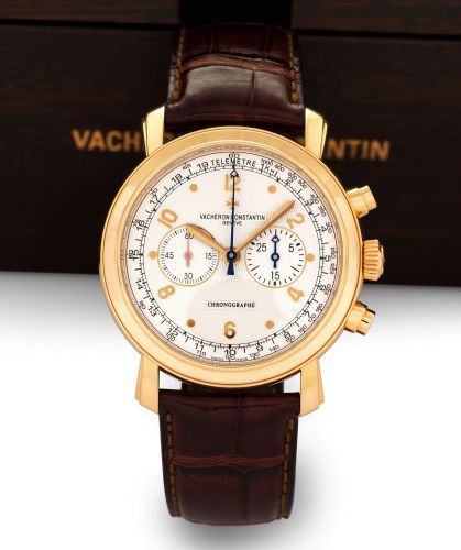 VACHERON CONSTANTIN MALTE CHRONOGRAPH.Vacheron Constantin, Genève, Malte Chronograph, movement No..963255, case No. 798299, Ref. 47120/000R. Sold on December 2004..Very fine, water-resistant, 18K pink gold wristwatch with round.button chronograph, registe