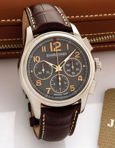 JEANRICHARD REF. 98112 HAUTE HORLOGERIE.TOURBILLON CHRONOGRAPH WHITE GOLD.JeanRichard, Haute Horlogerie Bressel 1665 Chronograph Tourbillon, No. 02, Ref. 98112-53-21A. Made circa 2010..Extremely fine, large, heavy 18K white gold water-resistant wristwatch