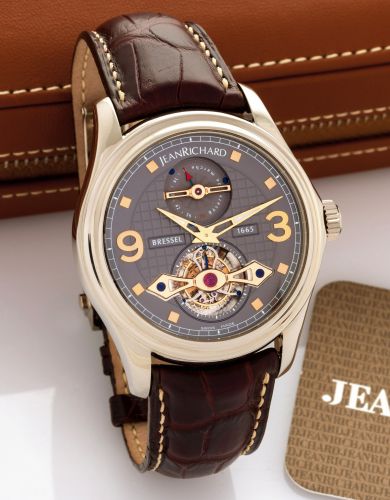 JEANRICHARD REF. 97112 HAUTE HORLOGERIE.TOURBILLON POWER RESERVE WHITE GOLD.JeanRichard, Haute Horlogerie Bressel 1665 Tourbillon Reserve de Marche, No. 03, Ref. 97112-53-21A. Made circa 2010..Extremely fine, large, heavy 18K white gold water-resistant 
