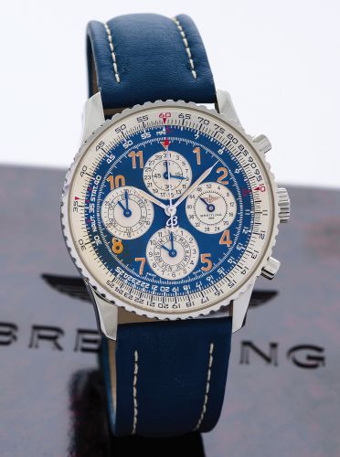 BREITLING NAVITIMER 1461 - LIMITED EDITION.Breitling, Navitimer 1461 Série Limitée Etanche, No. 10 0622/1000.Ref. A 38022. Made circa 1997..Fine and rare, self-winding, water-resistant, stainless steel wristwatch with perpetual calendar up to 4 years, the