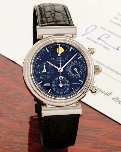 IWC REF. 3752 DA VINCI TOURBILLON PLATINUM LIMITED EDITION.International Watch Co., Schaffhausen, Da Vinci Tourbillon - Limited Edition, No. 15/50, movement.No. 2562408, case No. 2754004, Ref. 3752. Made in a limited edition of 50 examples in platinum.in 