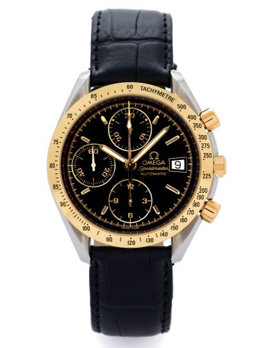 OMEGA SPEEDMASTER.CHRONOGRAPH STEEL GOLD.Omega, Speedmaster Automatic, movement No. 81634881.Ref. 175.0043/375.0043. Made circa 1995..Fine, stainless steel and yellow gold, self-winding.water-resistant wristwatch with round button chronograph.registers,