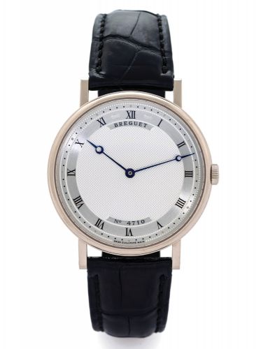BREGUET CLASSIQUE REF. 5157 - WHITE GOLD.Breguet, Classique, No. 4710, movement No. 36008, Ref. 5157. Made in.the 2000s..Very fine, large and elegant, extra-thin, self-winding, water resistant.18K white gold wristwatch with an 18K white gold Breguet buckl