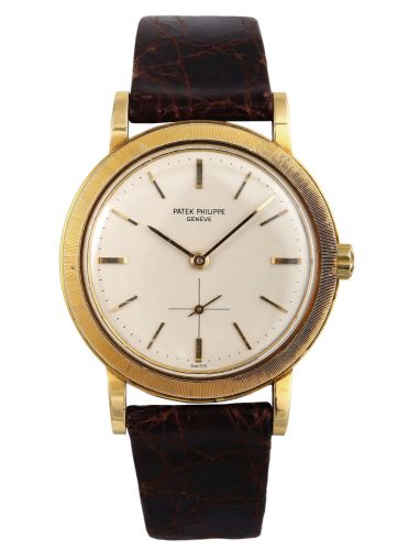 PATEK PHILIPPE REF 3473 YELLOW GOLD.Patek Philippe, Genève, No. 1112737, case No. 2629703.Ref. 3473. Made circa 1964..Very fine and very rare, self-winding, 18K yellow gold.wristwatch. Accompanied by a Patek Philippe box.