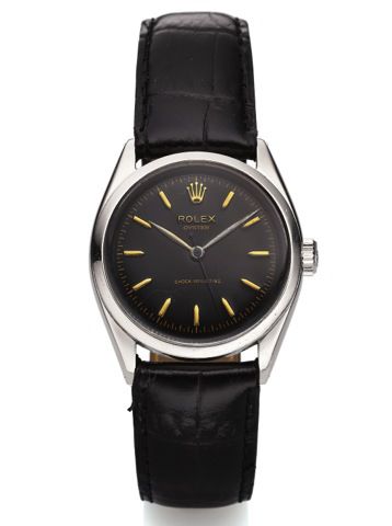 ROLEX REF. 6480 STEEL.Rolex, Oyster, case No. 97367, Ref. 6480. Made circa 1955..Fine, center seconds, water-resistant, stainless steel.wristwatch.