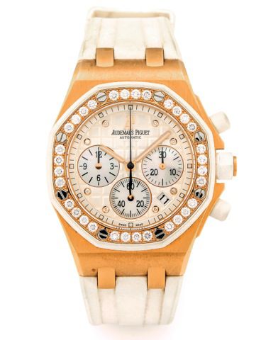 AUDEMARS PIGUET 18K ROYAL OAK.OFFSHORE LADY'S PINK GOLD.DIAMONDS.Audemars Piguet, Royal Oak, Offshore, Automatic, No. 657, case No..G15371, Ref. 25986CK. Made circa 2005..Fine, tonneau-shaped, octagonal, self-winding, water resistant, 18K pink.gold and wh