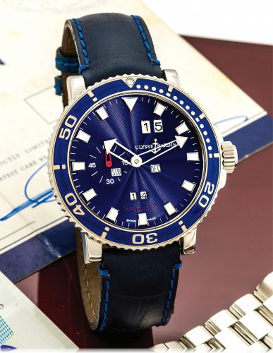ULYSSE NARDIN MARINE PERPETUAL NO. 165/500 STEEL.Ulysse Nardin, Marine Perpetual, Chronometer, movement No..33.16.0463, No. 165/500, Ref. 333-77. Made in a limited edition of 500.examples circa 2000, sold in August 2003..Fine and rare, water-resistant, se