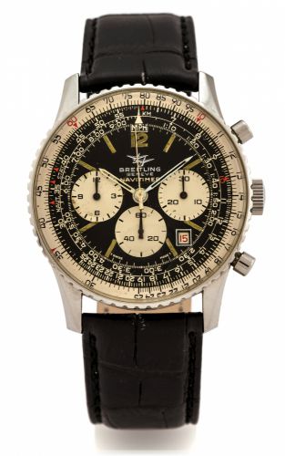 BREITLING NAVITIMER REF. 7806.KING HUSSEIN STAINLESS STEEL.Breitling, Genève, Navitimer, Ref. 7806. Made circa 1970..Fine and rare, large, stainless steel wristwatch with round button.chronograph, registers, date, slide-rule and a later stainless steel.Br
