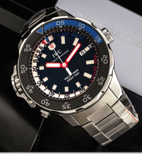 IWC REF 3547 AQUATIMER DEEP TWO STEEL.International Watch Co., Schaffhausen, Aquatimer Deep Two.Automatic, case No. 3835599, Ref. 3547. Made circa 2010..Very fine, self-winding, water-resistant to 100 m, stainless.steel diver's wristwatch with date, 3 cro