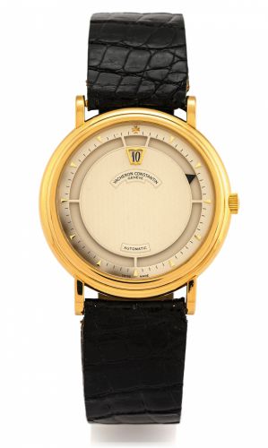 VACHERON CONSTANTIN CHRONOSCOPE YELLOW GOLD.Vacheron Constantin, Genève, movement No. 798053, case No..653330, Ref. 43040. Made in the 1990s..Very fine and unusual, jumping hour, self-winding, 18K yellow gold.wristwatch with an 18K yellow gold Vacheron 