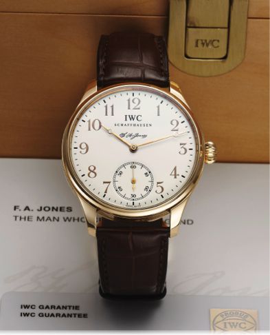 IWC REF. 5442 PORTUGUESE F.A. JONES PINK GOLD.International Watch Co., Schaffhausen, Portuguese F.A. Jones, No..263/1000, case No. 3070022, Ref. 5442. Made in 2005 in a limited.edition of 1000 pieces in honor of F. A. Jones, founder of IWC..Fine, large, w