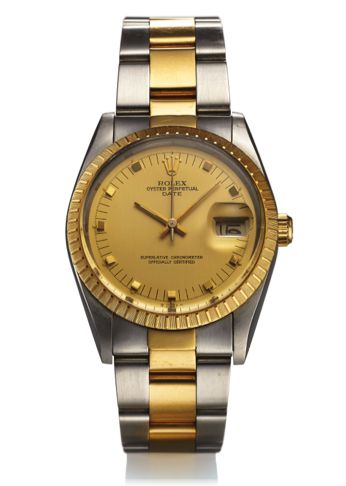 ROLEX REF. 15053 STEEL GOLD.Rolex, Oyster Perpetual, Date, Superlative Chronometer.Officially Certified, case No. 9203015, Ref. 15053/15000..Made in the 1980s..Fine and rare, center seconds, self-winding, water-.resistant, 18K yellow gold and stainless 