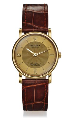 ROLEX REF. 5115 CELLINI YELLOW GOLD.Rolex, Genève, Cellini, case No. 820124F4, Ref. 5115. Sold.January 29th, 2014..Fine and elegant, 18K yellow gold wristwatch with 18K.yellow gold Rolex buckle. Accompanied by the original fitted.box, warranty (now void) 