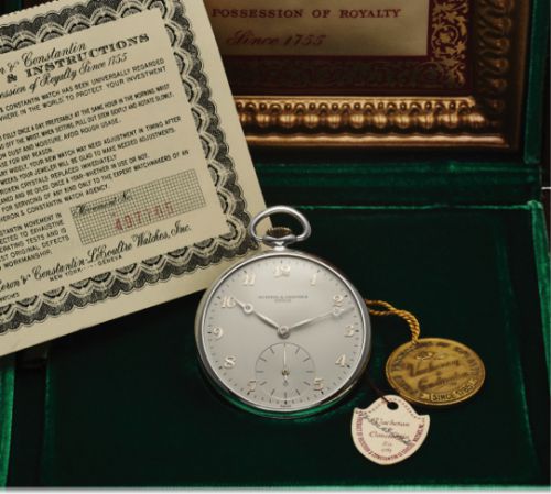 Vacheron CONSTANTIN.POCKET WATCH ALUMINUM.Vacheron Constantin, Genève, No. 497765, case No..336491, Ref. 4348. Made in 1953..Very fine and rare aluminum keyless dress / pocket watch..Accompanied by the original fitted box, guarantee (now.void), and 2 