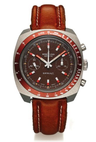 BREITLING REF. 2016 SPRINT STAINLESS STEEL.Breitling, Geneve, Sprint, Ref. 2016. Made circa 1972..Fine, ultra-light, cushion-shaped, waterproof, stainless steel and.aluminum wristwatch with round button chronograph, register.pulsometer and tachometer.
