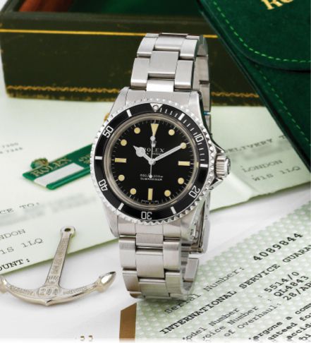 ROLEX REF. 5514 COMEX.Rolex, Oyster Perpetual, Submariner 660 ft = 200m, case No. 4089844.Ref. 5514/5513. Made for COMEX in 1972..Fine and very rare, center seconds, self-winding, water-resistant, stainless steel.diver's wristwatch with helium escape valv