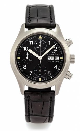 IWC REF. 3706 DER FLIEGERCHRONOGRAPH STEEL.International Watch Co., Schaffhausen, Der Fliegerchronograph (The.Aviator Chronograph), case No. 2618681, Ref. 3706. Made circa 2000..Fine, self-winding, water-resistant, antimagnetic, stainless steel.wristwatch