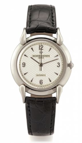 VACHERON CONSTANTIN, REF. 48003, PLATINUM.Vacheron Constantin, Geneve, Automatic, No. 24, case No. 647237.Ref. 48003. Made circa 1996..Fine and rare, self-winding, center seconds, platinum wristwatch with a platinum Vacheron Constantin buckle..Dial, case 