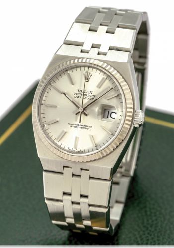 ROLEX, REF. 17014 STEEL OYSTERQUARTZ.Rolex, Oysterquartz Datejust, Superlative Chronometer Officially Certified, case No. P302724, Ref. 17014A. Made in.2000..Fine, center-seconds, tonneau-shaped, water-resistant, stainless.steel quartz wristwatch with dat