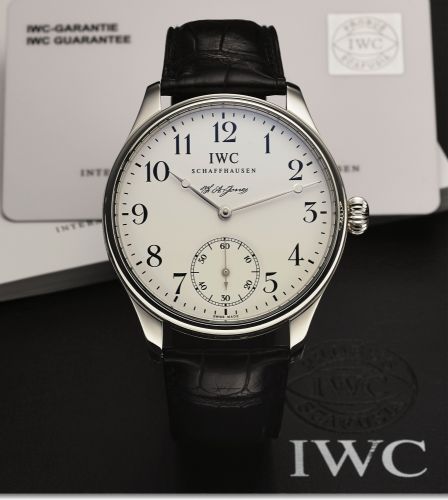 IWC REF. 5442 PORTUGUESE F.A. JONES PLATINUM.International Watch Co., Schaffhausen, Portuguese F.A. Jones, No..148/500, case No. 3070591, Ref. 5442. Made in 2005 in a limited.edition of 500 pieces in honor of F. A. Jones, founder of IWC..Fine, large, wate