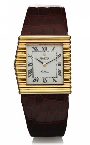 ROLEX CELLINI REF. 4015 YELLOW GOLD.Rolex, Cellini, Ref. 4015. Made in the 1980s..Fine and elegant, asymmetrical square, 18K yellow gold.left-handed wristwatch with an 18K yellow gold Rolex buckle..Accompanied by an additional strap.