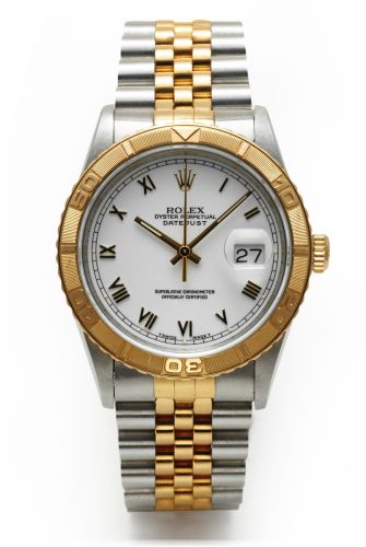 ROLEX REF. 16263 TURN-O-GRAPH STEEL AND GOLD.Rolex Oyster Perpetual Datejust, Superlative Chronometer Officially Certified, Ref. 16263. Made in 1993..Very fine, center seconds, self-winding, water-resistant, 18K.yellow gold and stainless steel wristwatch 