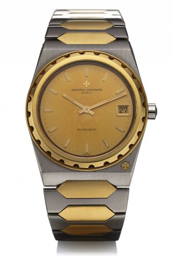 VACHERON CONSTANTIN 222.AUTOMATIC STEEL GOLD.Vacheron Constantin, Genève, 222, case No. 549173.Ref. 60001. Made in the 1980s..Fine, tonneau-shaped, self-winding, water-resistant.stainless steel and 18K yellow gold wristwatch with.date and stainless st