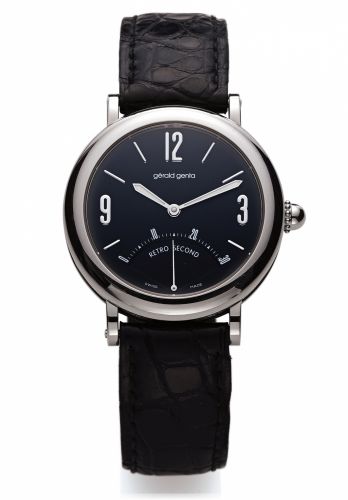 GERALD GENTA RETRO SECOND STEEL.Gerald Genta, Retro Second, case No. 94246.Ref. G.3610. Sold on December 24th, 1990..Fine, self-winding, stainless steel wristwatch with retrograde seconds and a stainless steel.Gerald Genta buckle. Accompanied by a.guarant