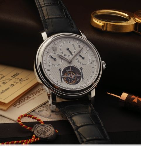 VACHERON CONSTANTIN SAINT-GERVAIS.TOURBILLON PERPETUAL CALENDAR PLATINUM.Vacheron Constantin, Genève, Saint-Gervais, No. 12, movement No. 973011, case No. 801479, Ref. 80251/00P-9139. Made to mark the occasion of the Quarter Millennium of Vacheron Const